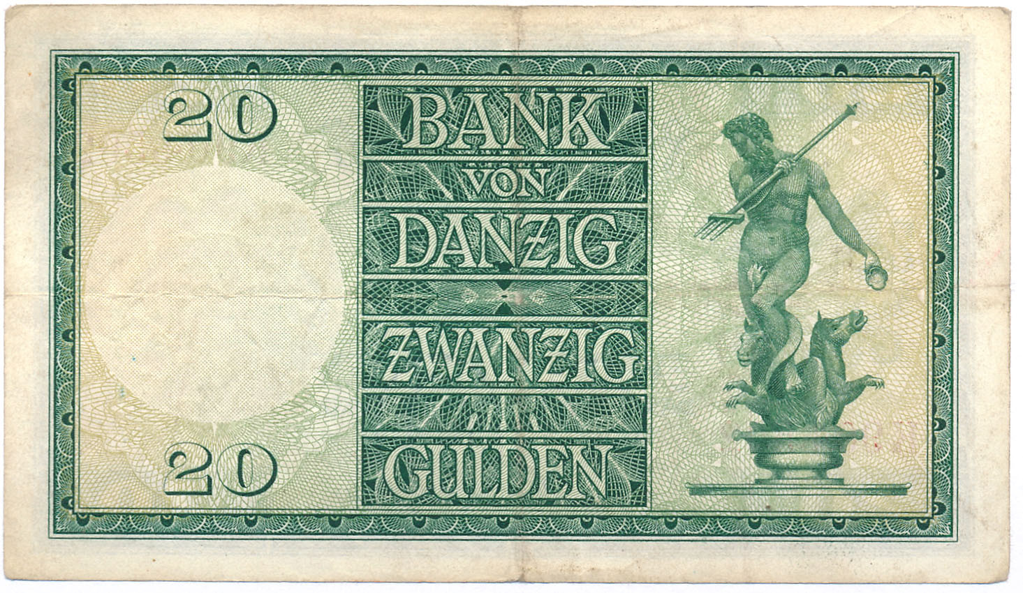 Banknot. Wolne Miasto Gdańsk 20 guldenów 1937 seria K